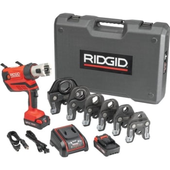 Ridgid Rp350 Propress Pressing Tool + 18-Volt Battery + Charger + 4 Press Tool