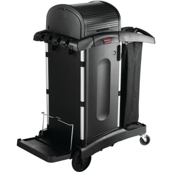 Image for Executive Janitorial Black Plastic Cleaning Cart With Doors And Hood Sec from HD Supply