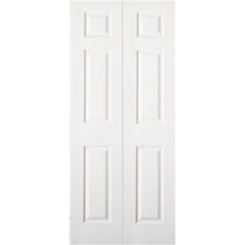 Masonite 36 In. X 80 In. Textured 6-Panel Primed White Hollow Core Wood Bi-Fold Door