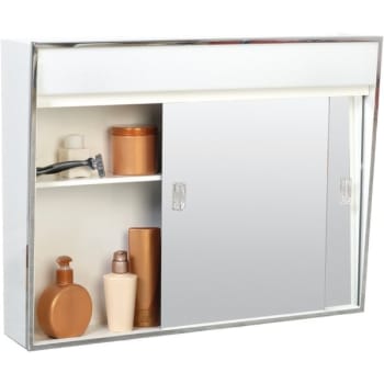Image for Zenith 24.38 In. X 19.5 In. Lighted Sliding Door Surface-Mount Medicine Cabinet In Chrome from HD Supply