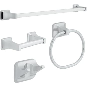 Image for Franklin Brass Futura 4-Piece Bath Hardware Set In Chrome With Towel Ring, Toilet Paper Holder,  Towel Hook And 24 In. Towel Bar from HD Supply