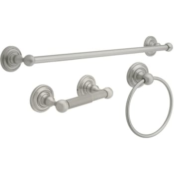 Delta Greenwich 3-Piece Bath Hardware Set With Towel Ring, Toilet Paper Holder, And 24 In. Towel Bar In Brushed Nickel