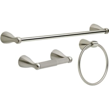 Delta Foundations 3-Piece Bath Hardware Set In Stainless With Towel Ring Toilet Paper Holder And 18 In. Towel Bar