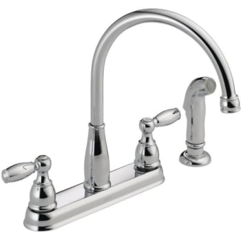 Image for Delta Foundations 2-Handle Standard Kitchen Faucet With Side Sprayer In Chrome from HD Supply