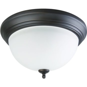 Image for Monument 2-Light 15-1/2 In. X 7-1/2 In. Flush Mount Ceiling In Fixture Frosted Glass In Oil Rubbed Bronze from HD Supply