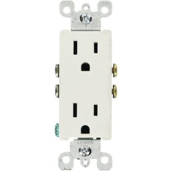 Image for Leviton Decora 15 Amp Residential Grade Grounding Duplex Outlet, White (10-Pack) from HD Supply