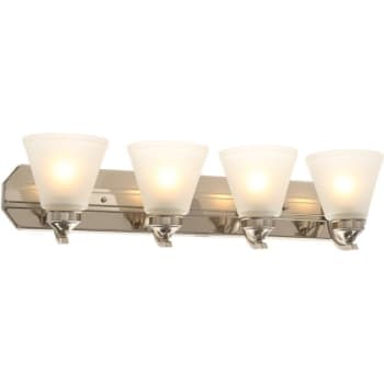 Image for Hampton Bay 30 in. Tavish 4 Light Brushed Nickel Classic Bathroom Vanity Light With Frosted Shades from HD Supply