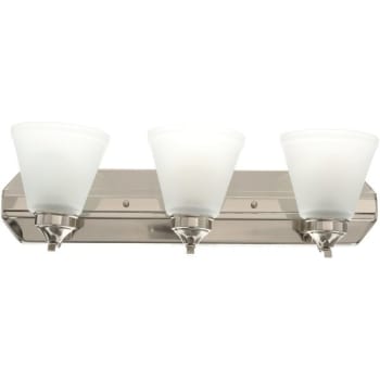 Image for Hampton Bay 24 In. Tavish 3 Light Brushed Nickel Classic Bathroom Vanity Light With Frosted Shades from HD Supply
