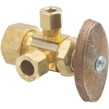 Image for Brasscraft 1/2 In. Nominal Compression Inlet X 3/8 In. O.d. Compression X 1/4 In. O.d. Compression Dual Outlet Multi-Turn Valve from HD Supply
