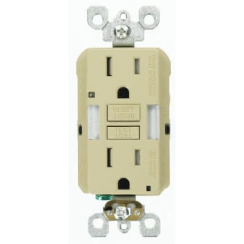 Image for Leviton 15 Amp Self-Test Guide Light And Tamper Resistant Gfci Outlet In Ivory from HD Supply