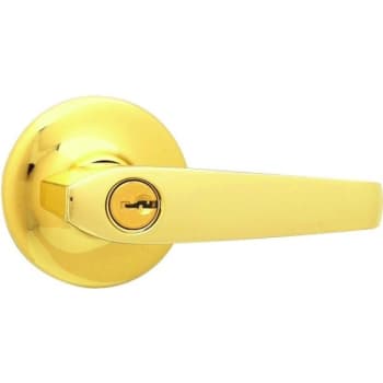 Image for Kwikset Kingston Keyed Entry Door Lever In Polished Brass from HD Supply