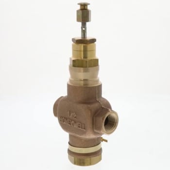 Image for Honeywell Valve Globe 2 Way 1/2" Npt 4.7 Cv Red Brass Body Stem Down To Close from HD Supply