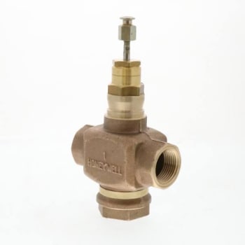 Image for Honeywell Valve Globe 2 Way 1" Npt 11.7 Cv Red Brass Body Stem Down To Close from HD Supply