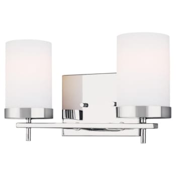 Image for Sea Gull Lighting Zire 14" 2-Light Chrome Vanity Light Etched White Glass Shades from HD Supply