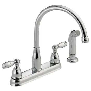Image for Delta Foundations 2 Handle Standard Kitchen Faucet With Side Sprayer In Chrome from HD Supply