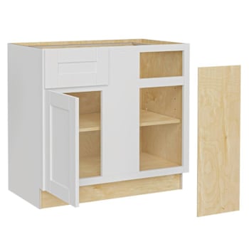 Image for Express Shaker Vesper White Assembled Plywood Blind Base Corner Kitchen Cabinet 42 In. W X 24 In. D X 34.5 In. H LH from HD Supply