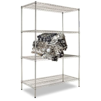 Image for Alera® Industrial Heavy-Duty Wire Shelving Kit, 4-Shelf, 48w X 24d X 72h, Silver from HD Supply