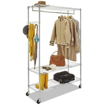 Image for Alera® Wire Shelving Garment Rack, Coat Rack, Stand Alone Rack W/Casters, Silver from HD Supply