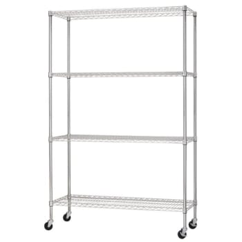 Image for Alera® Complete Wire Shelving Unit W/caster, Four-Shelf, 48 X 18 X 72, Silver from HD Supply