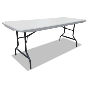 Alera® Resin Rectangular Folding Table, Square Edge, 72W X 30D X 29H, Platinum