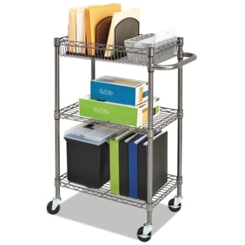 Image for Alera® Three-Tier Wire Rolling Cart, 28w X 16d X 39h, Black Anthracite from HD Supply