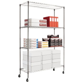 Image for Alera® Complete Wire 4-Shelf Unit W/caster, 48 X 18 X 72, Black Anthracite from HD Supply