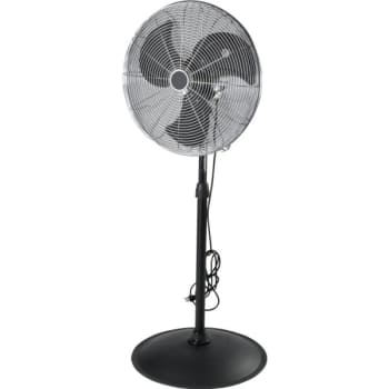 Image for 20" High Velocity Oscillating Pedestal Fan, 3-Speed, Chrome, Black Blades from HD Supply