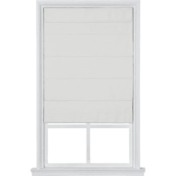 Home Basics Cordless Large Fold Textured Fabric Roman Shade 27" x 64" White