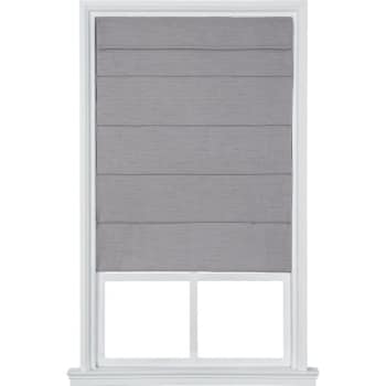 Image for Home Basics Cordless Large Fold Textured Fabric Roman Shade 23" x 64" Gray from HD Supply