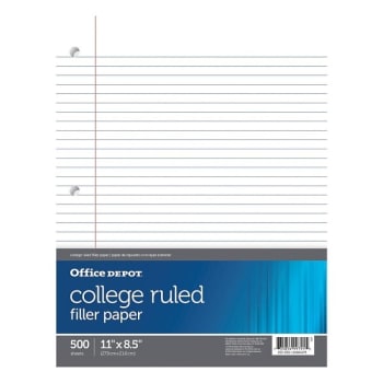Image for Office Depot® Brand 3-Hole Punch Ruled Filler Paper 8-1/2" x 11", Package Of 500 from HD Supply