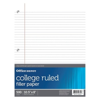 Image for Office Depot® Brand White Ruled Notebook Filler Paper 8" x 10-1/2" from HD Supply