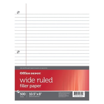 Image for Office Depot® Brand 3-Hole Punched Ruled Filler Paper 10-1/2" x 8" 500-Ream from HD Supply