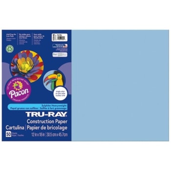 Tru-Ray® Sky Blue Recycled Construction Paper 12" x 18", Package Of 50