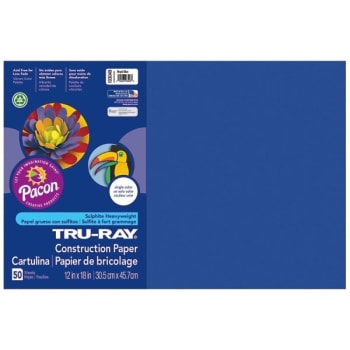Tru-Ray® Royal Blue Recycled Construction Paper 12" x 18", Package Of 50