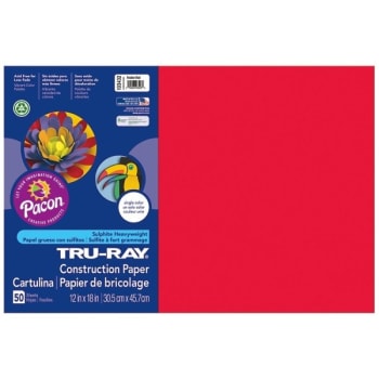 Image for Tru-Ray® Festive Red Recycled Construction Paper 12" x 18", Package Of 50 from HD Supply