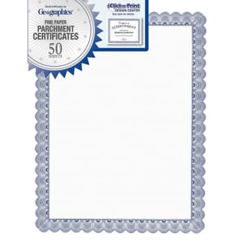 Image for Geographics® White Parchment Paper Certificate With Blue Border from HD Supply