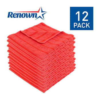 Image for Renown 16 In. X 16 In. Scrubbing Microfiber Cloth, Red, Gsm 350, Package Of 12 from HD Supply