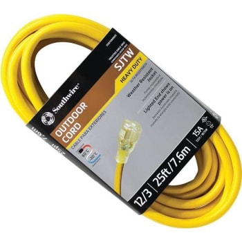 Image for Southwire 25 Ft 12/3 Sjtw Outdoor Heavy-Duty Extension Cord W/power Light Plug from HD Supply