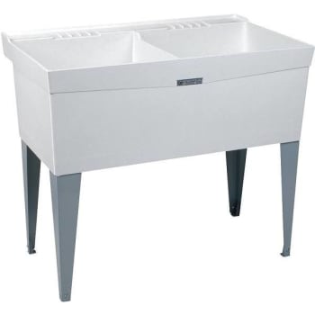 Mustee Utilatwin 13 X 40 X 33 In Fiberglass Double-Basin Laundry Tub In White
