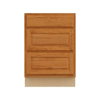 Image for Hampton Bay 24in. W X 34.5in. H X 24in. D Hampton Raised Panel Drawer Base Cabinet With 3 Drawers, Medium Oak from HD Supply