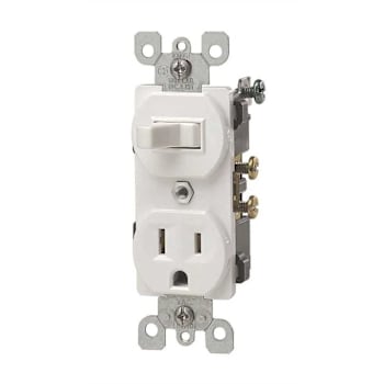 Image for Leviton 15 Amp Commercial Grade Combination Single Pole Toggle Switch And Receptacle, White 5225-W from HD Supply