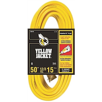 Yellow Jacket 50 Ft 12/3 Sjtw Premium Outdoor Hd Extension Cord W/Power Plug