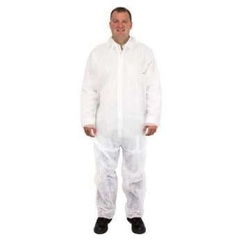 The Safety Zone Polylite Coverall, Zipper In Front, White, 2xl