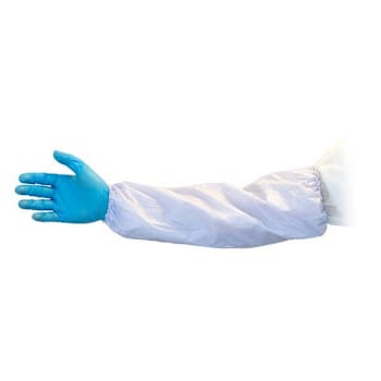 The Safety Zone Vinyl Sleeves, Elastic Ends, 5 Mil, 18", White, Package Of 12