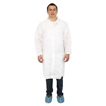 The Safety Zone Polypropylene Lab Coat, Pockets, Elastic Wrists, White, Xl