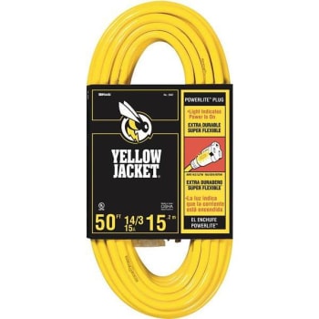 Yellow Jacket 50 Ft 14/3 Sjtw Outdoor Medium-Duty Extension Cord With Light Plug