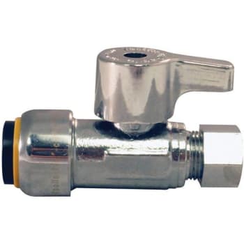 Image for Tectite 1/2" Brass Push-To-Connect X 3/8" Comp Quarter-Turn Straight Stop Valve from HD Supply