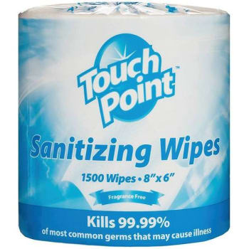 Image for Touchpoint Premium Fragrance Free Sanitizing Wipes 1500 Sheets/Pack Case Of 2 from HD Supply