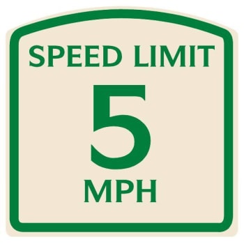 Speed Limit 5 MPH Sign, Green on Ivory, Non-Reflective, 16 x 16