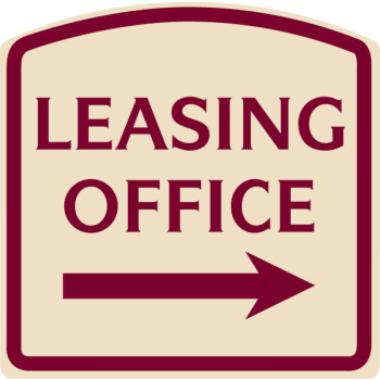 Leasing Office Designer Sign with Right Arrow, Burgundy on Ivory 16 x ...